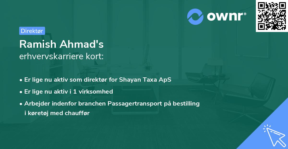 Ramish Ahmad's erhvervskarriere kort