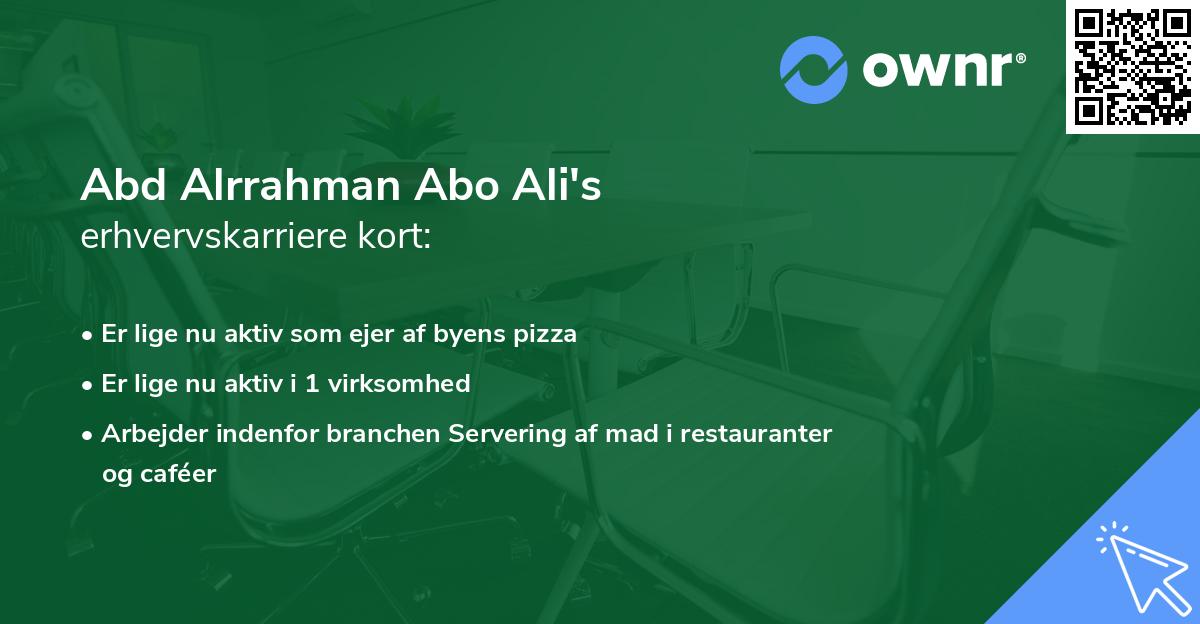 Abd Alrrahman Abo Ali's erhvervskarriere kort