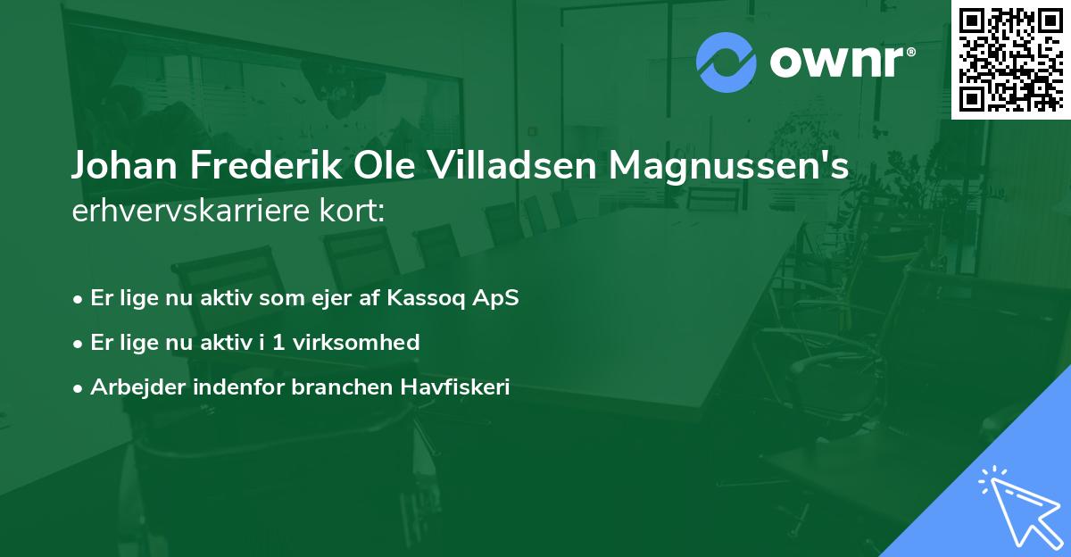 Johan Frederik Ole Villadsen Magnussen's erhvervskarriere kort