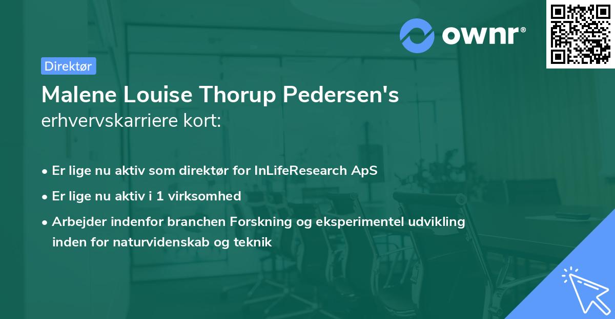 Malene Louise Thorup Pedersen's erhvervskarriere kort