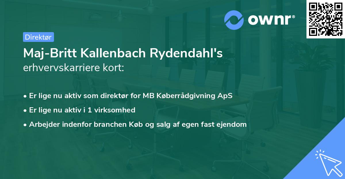 Maj-Britt Kallenbach Rydendahl's erhvervskarriere kort