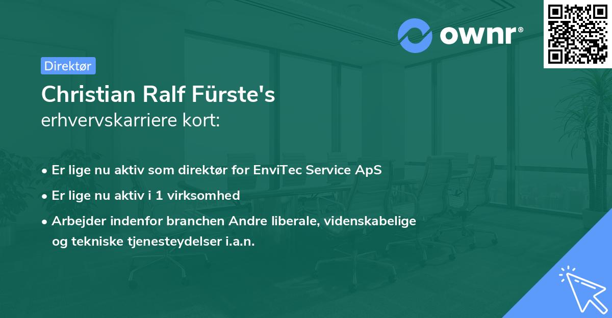 Christian Ralf Fürste's erhvervskarriere kort