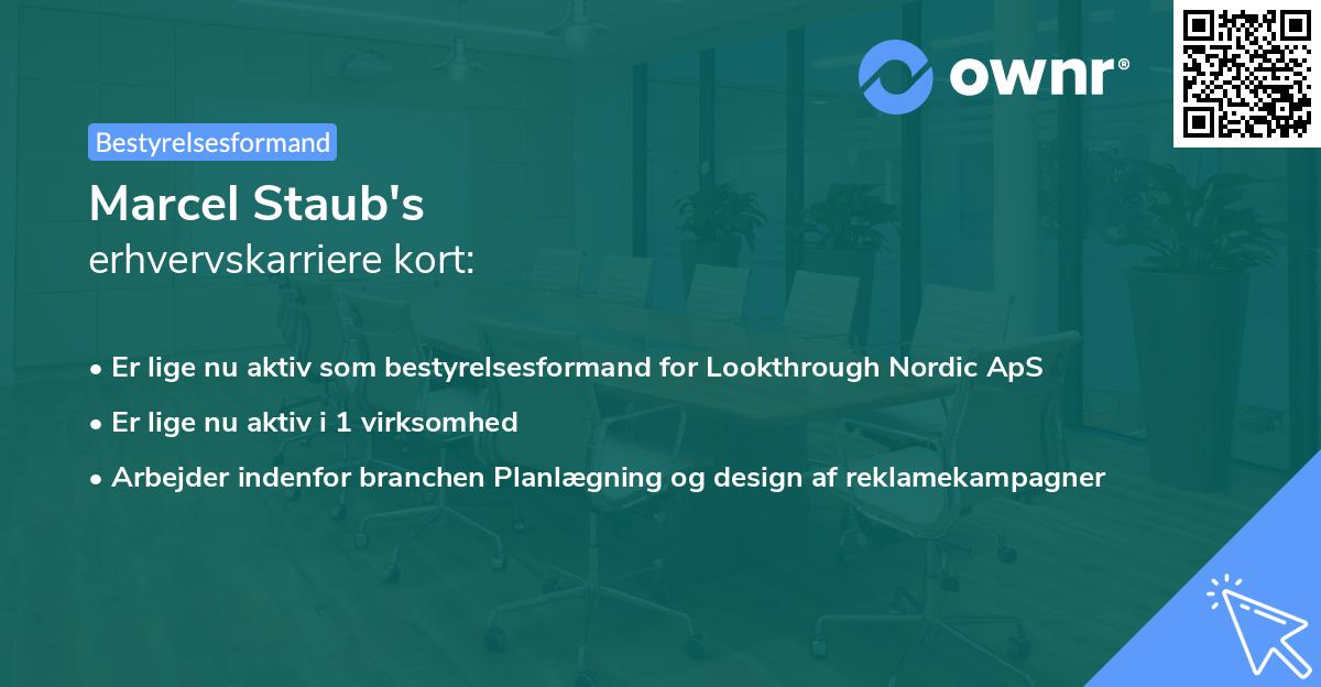 Marcel Staub's erhvervskarriere kort