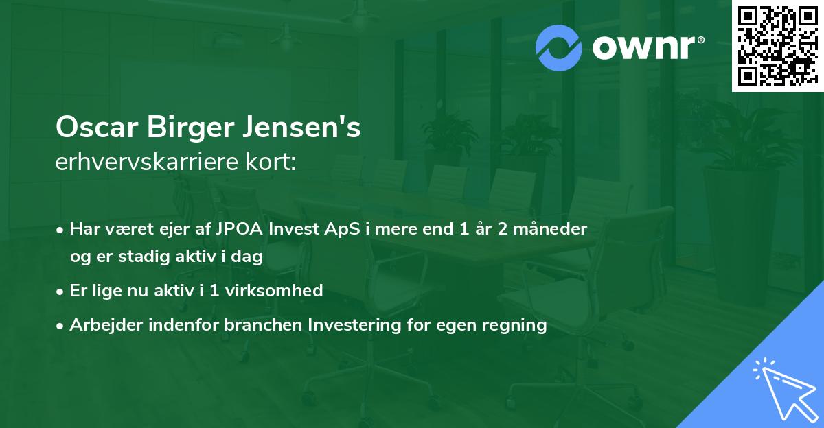 Oscar Birger Jensen's erhvervskarriere kort