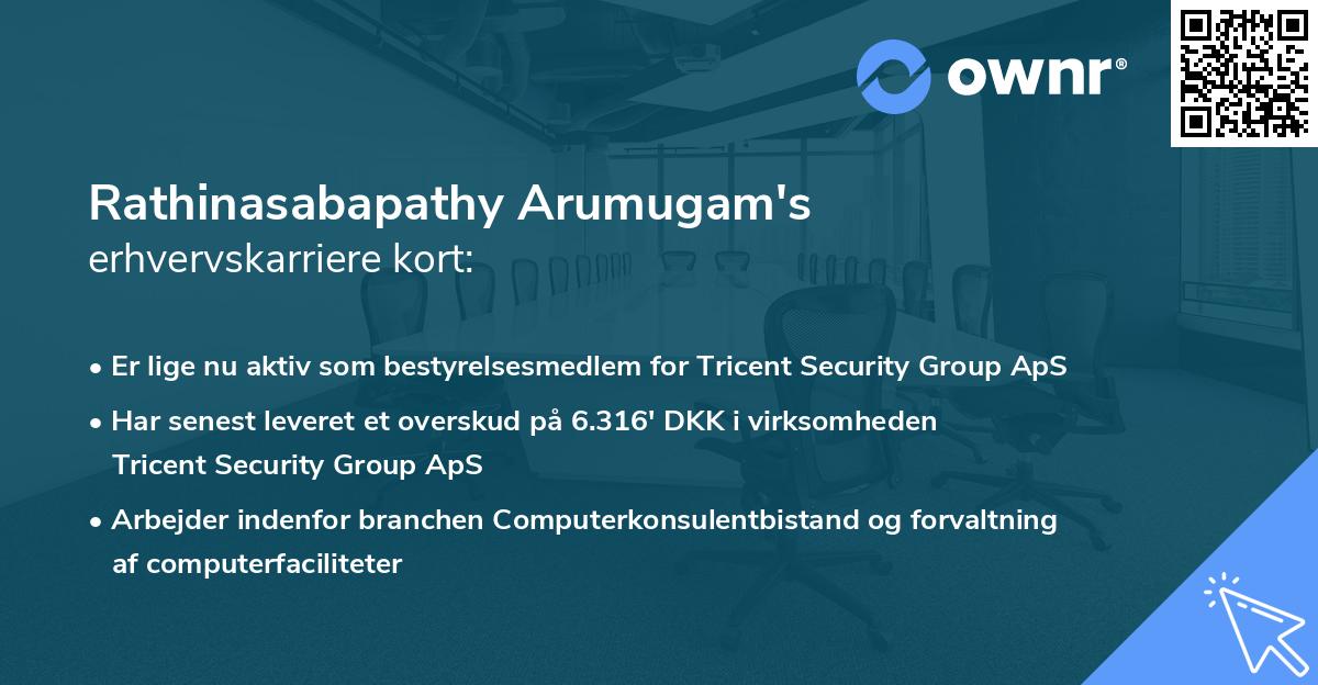 Rathinasabapathy Arumugam's erhvervskarriere kort