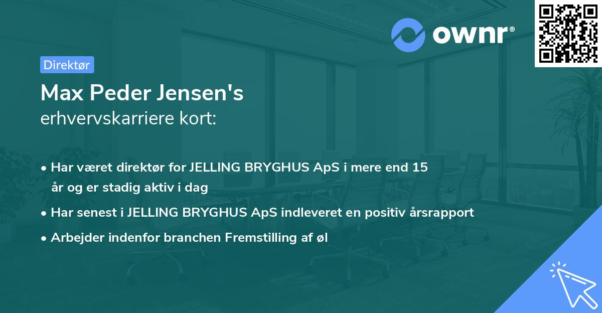 Max Peder Jensen's erhvervskarriere kort