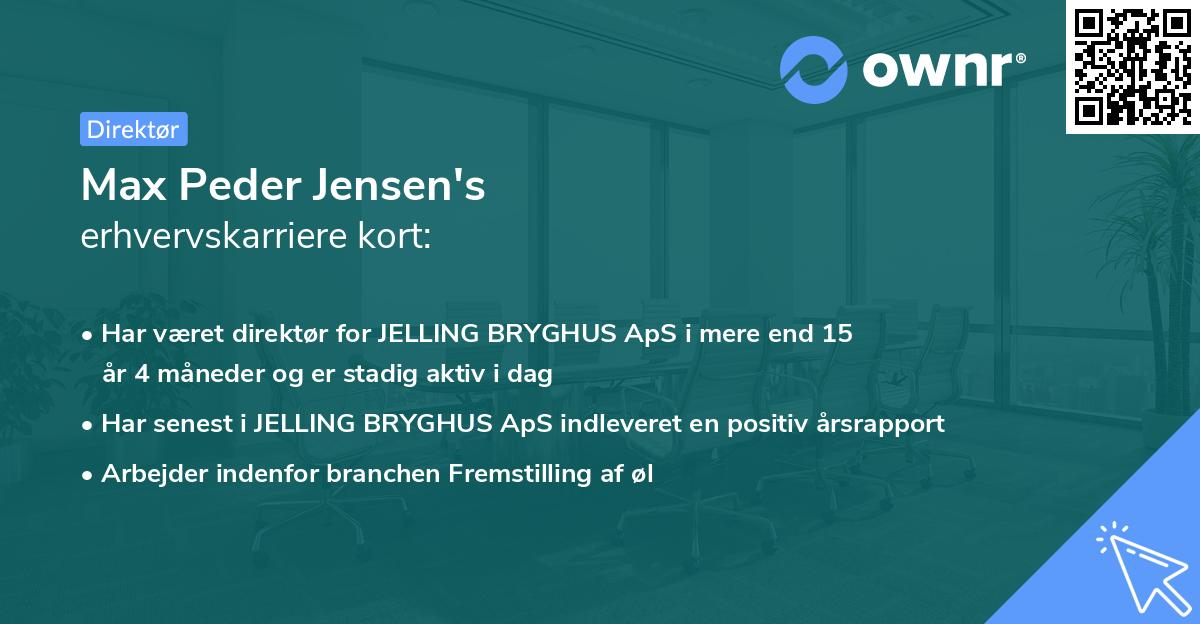 Max Peder Jensen's erhvervskarriere kort
