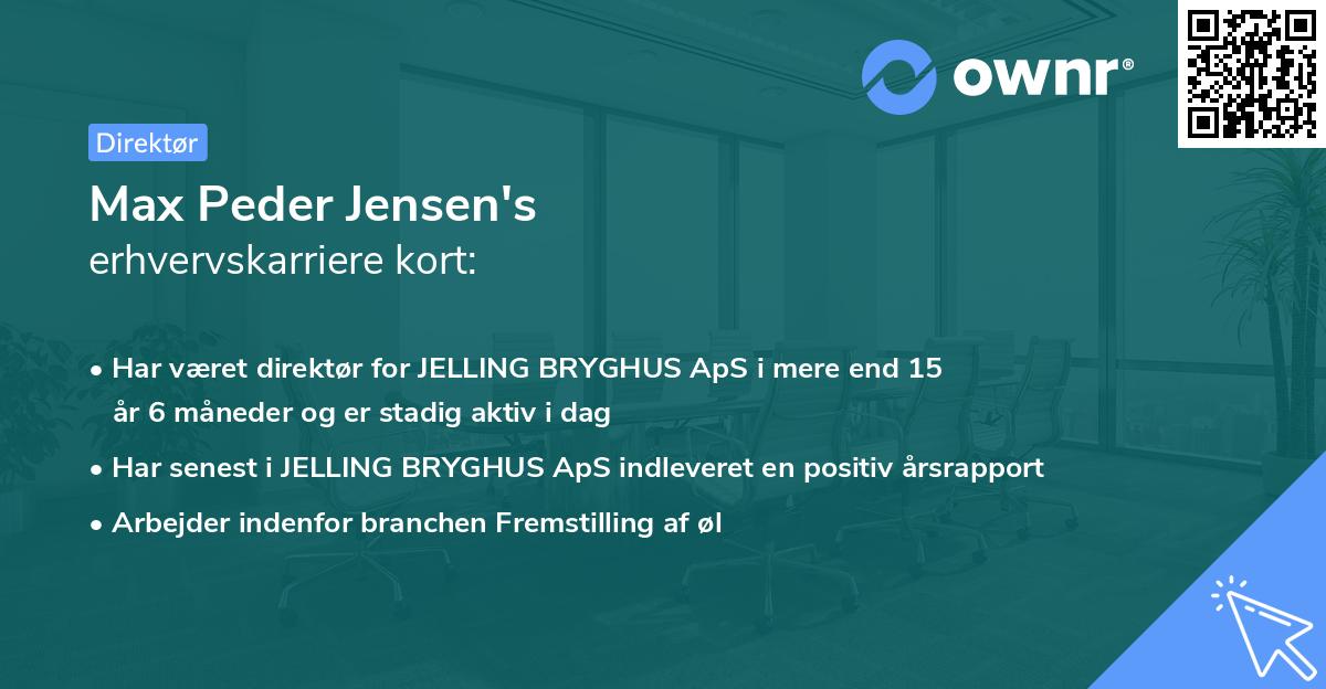 Max Peder Jensen's erhvervskarriere kort