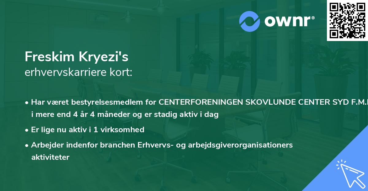 Freskim Kryezi's erhvervskarriere kort