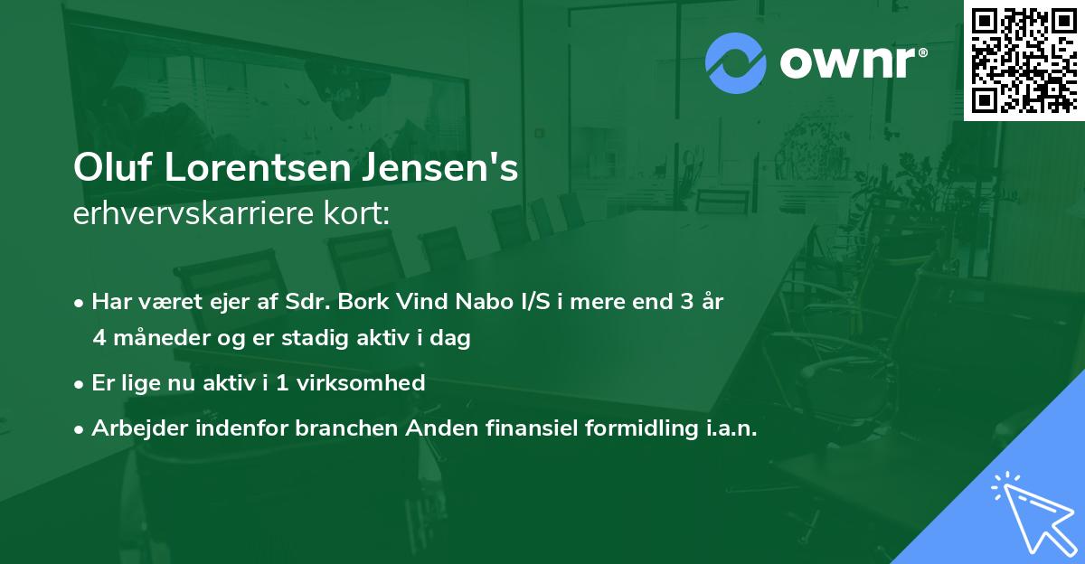 Oluf Lorentsen Jensen's erhvervskarriere kort