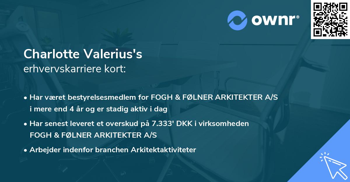 Charlotte Valerius's erhvervskarriere kort