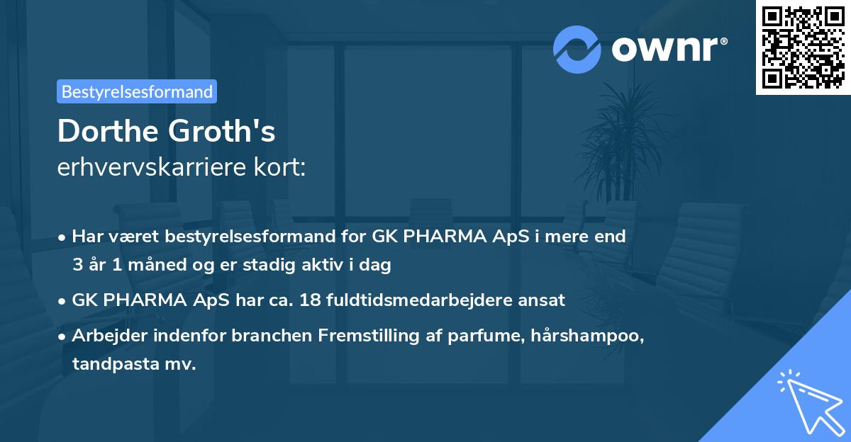 Dorthe Groth's erhvervskarriere kort