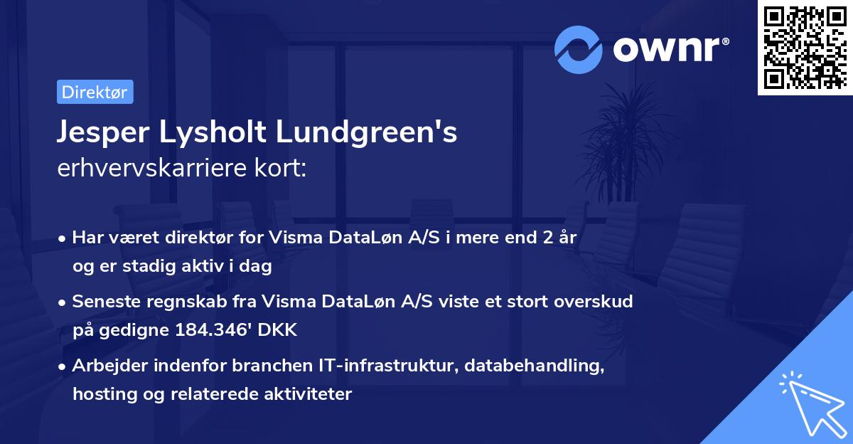 Jesper Lysholt Lundgreen's erhvervskarriere kort