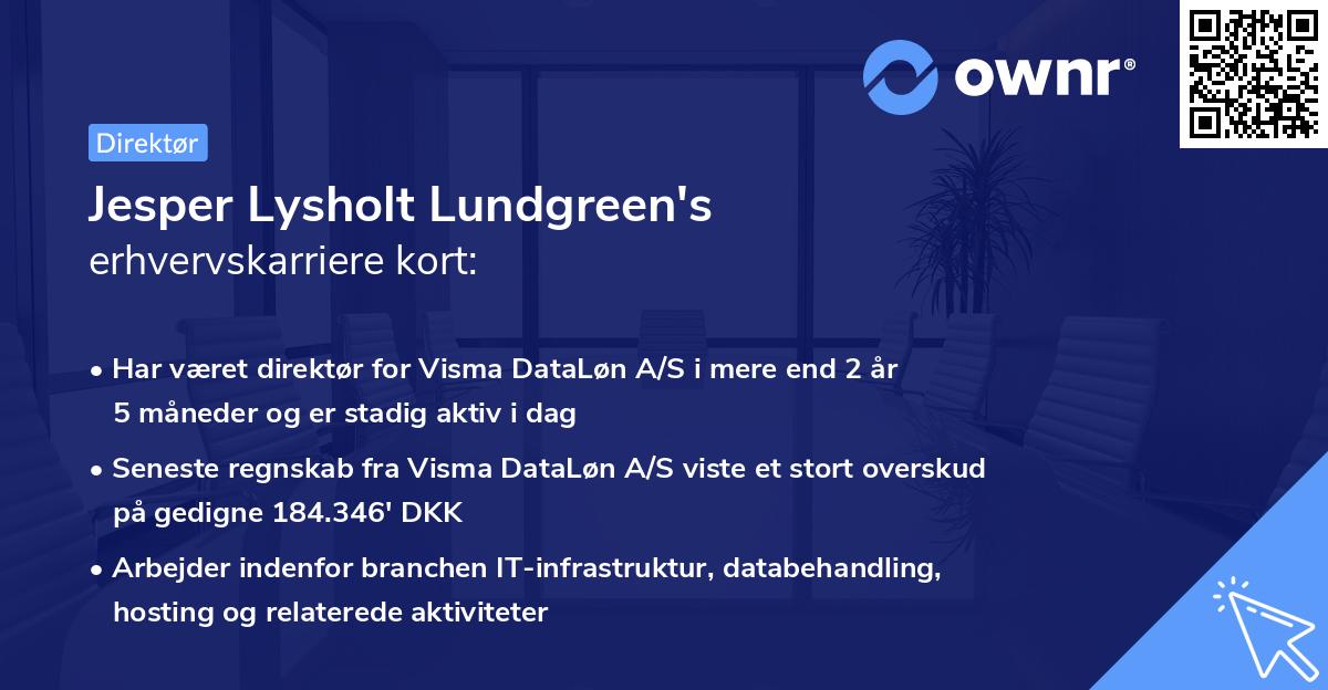 Jesper Lysholt Lundgreen's erhvervskarriere kort