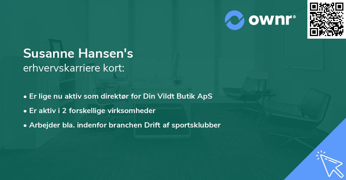 Susanne Hansen's erhvervskarriere kort