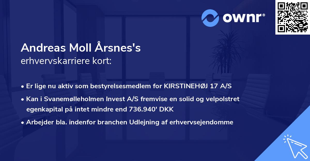 Andreas Moll Årsnes's erhvervskarriere kort