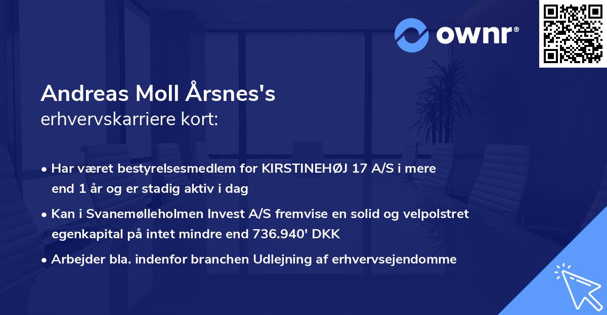 Andreas Moll Årsnes's erhvervskarriere kort