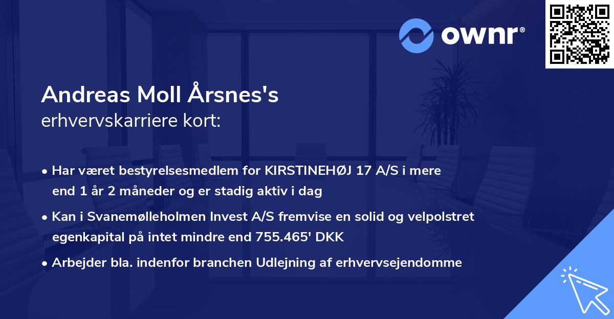 Andreas Moll Årsnes's erhvervskarriere kort