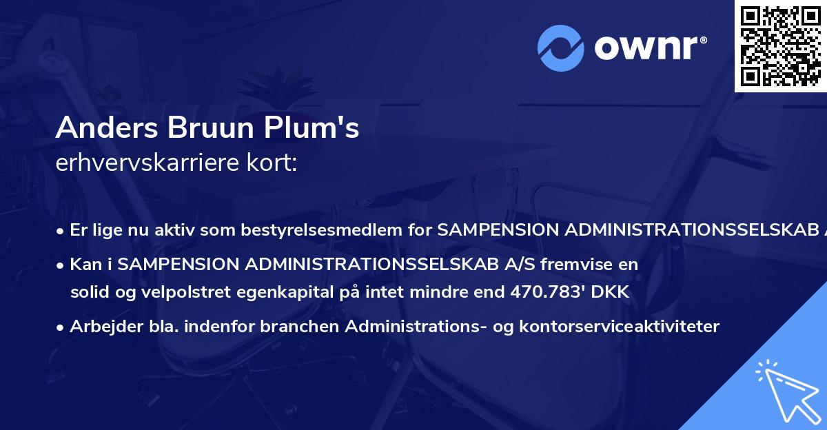 Anders Bruun Plum's erhvervskarriere kort