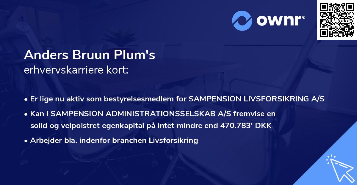 Anders Bruun Plum's erhvervskarriere kort