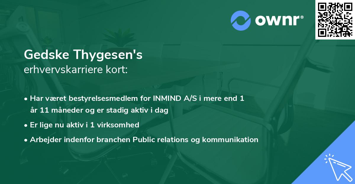 Gedske Thygesen's erhvervskarriere kort