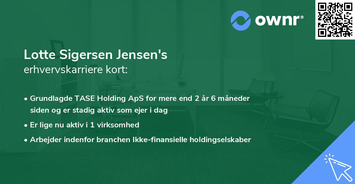 Lotte Sigersen Jensen's erhvervskarriere kort