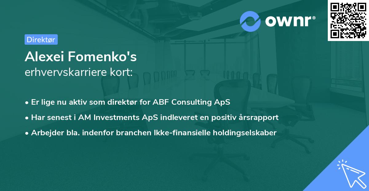 Alexei Fomenko's erhvervskarriere kort