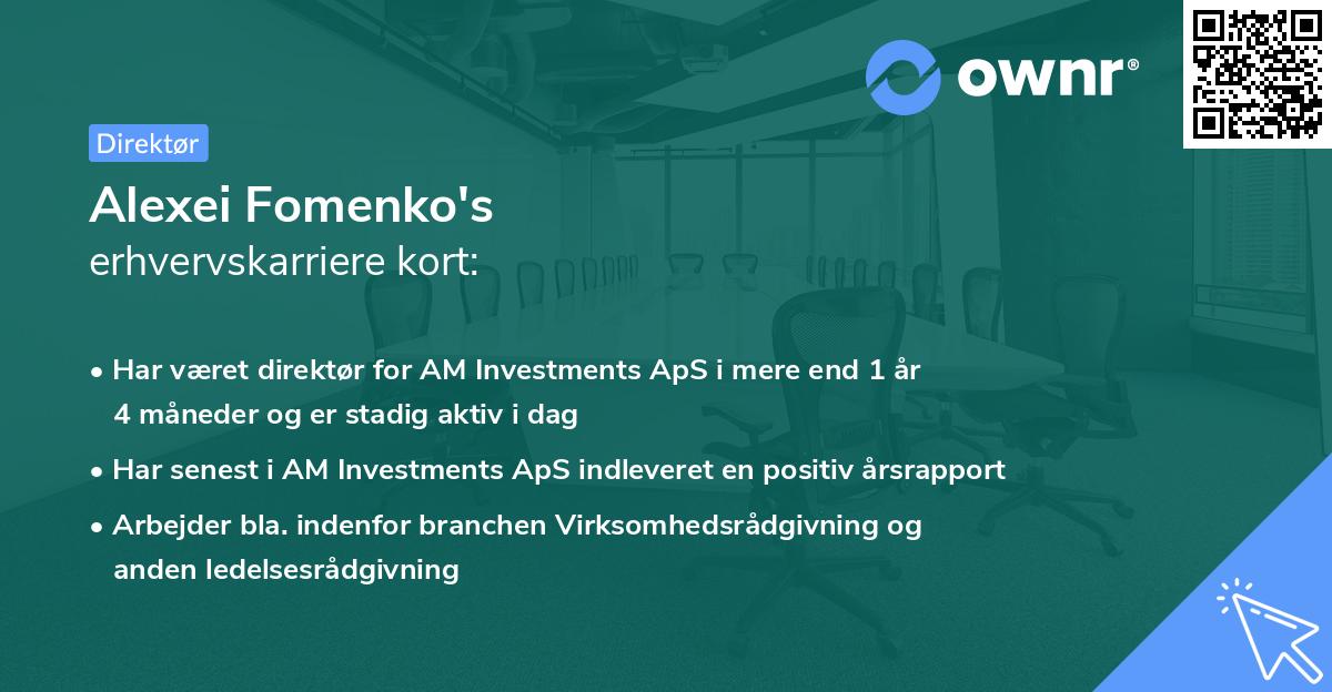 Alexei Fomenko's erhvervskarriere kort
