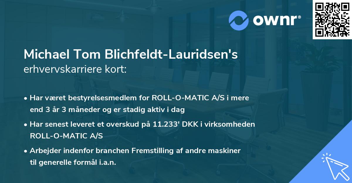 Michael Tom Blichfeldt-Lauridsen's erhvervskarriere kort