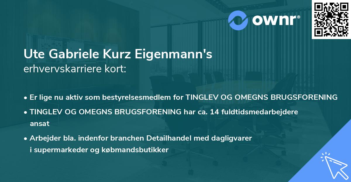 Ute Gabriele Kurz Eigenmann's erhvervskarriere kort