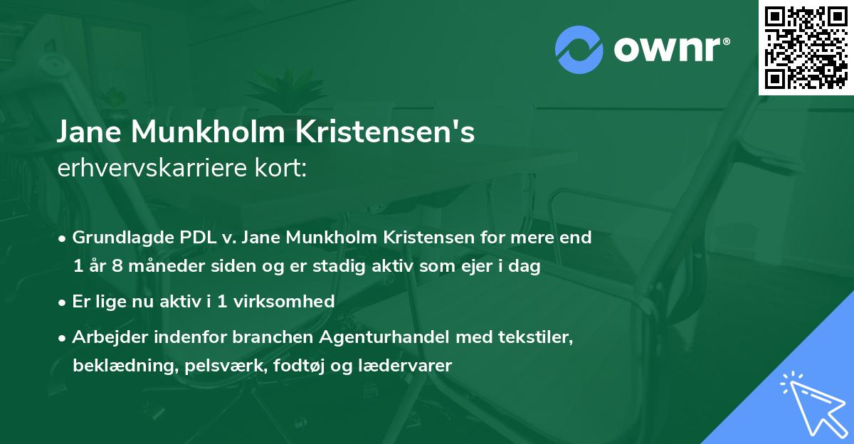 Jane Munkholm Kristensen's erhvervskarriere kort