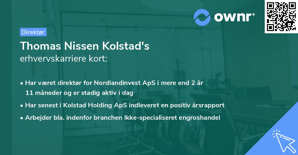 Thomas Nissen Kolstad's erhvervskarriere kort
