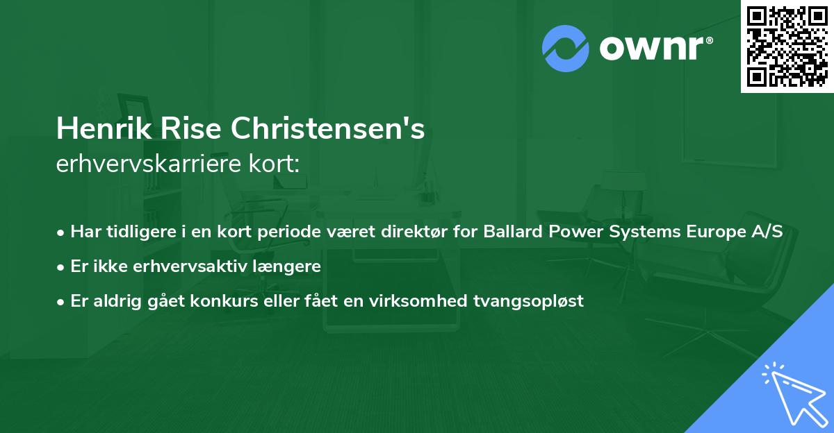 Henrik Rise Christensen's erhvervskarriere kort