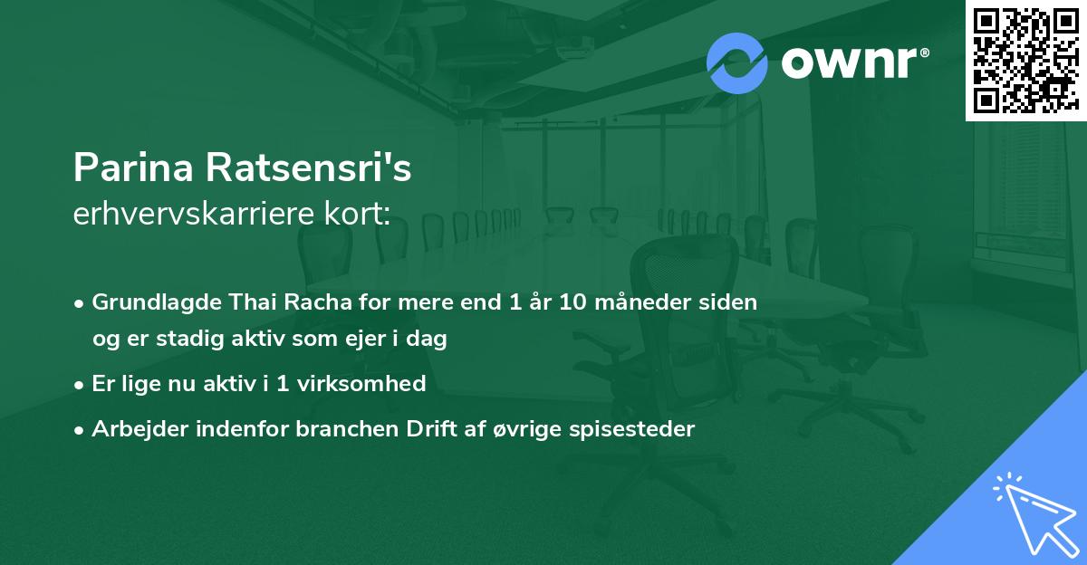 Parina Ratsensri's erhvervskarriere kort