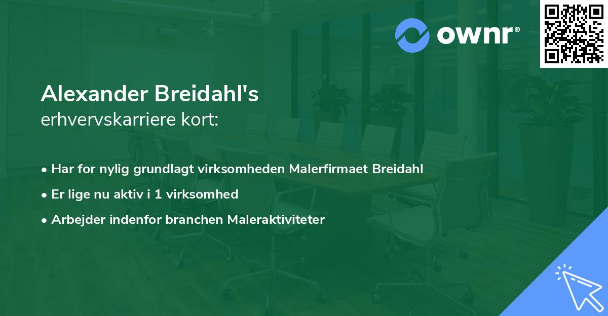 Alexander Breidahl's erhvervskarriere kort