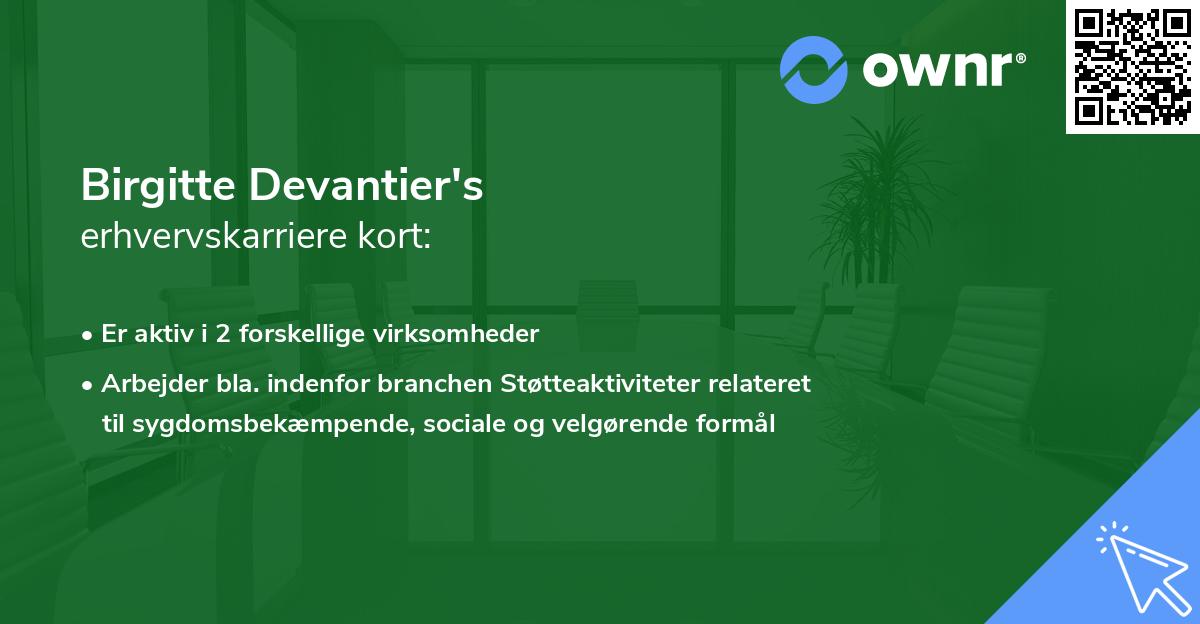 Birgitte Devantier's erhvervskarriere kort