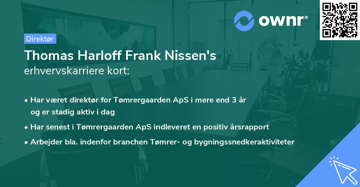 Thomas Harloff Frank Nissen's erhvervskarriere kort