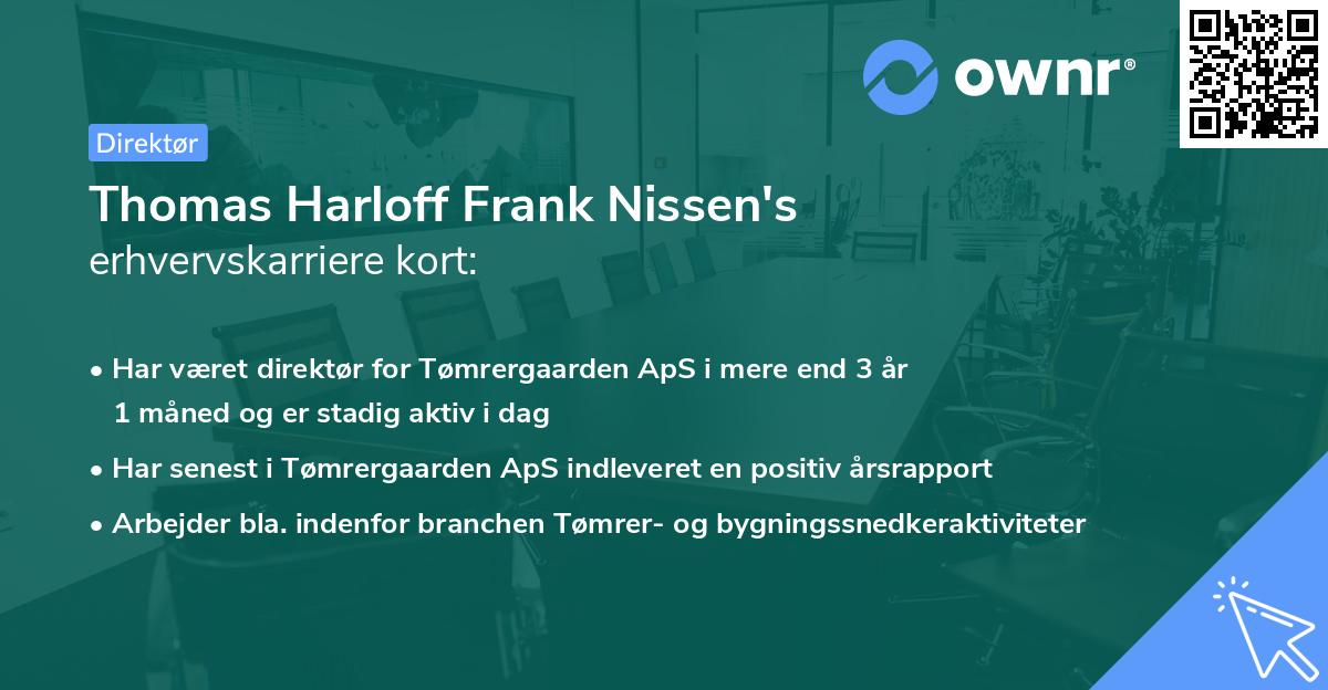 Thomas Harloff Frank Nissen's erhvervskarriere kort