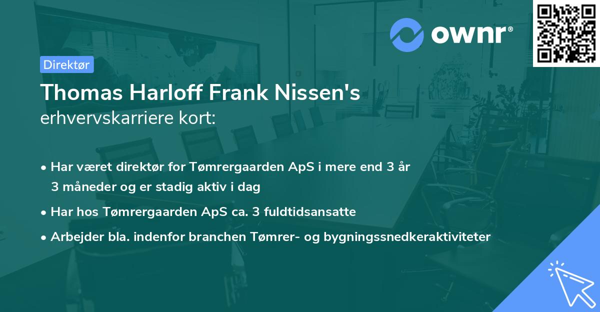 Thomas Harloff Frank Nissen's erhvervskarriere kort