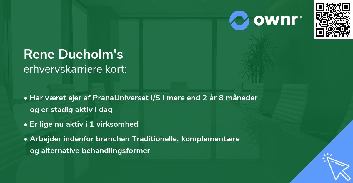 Rene Dueholm's erhvervskarriere kort