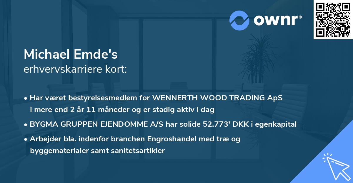 Michael Emde's erhvervskarriere kort