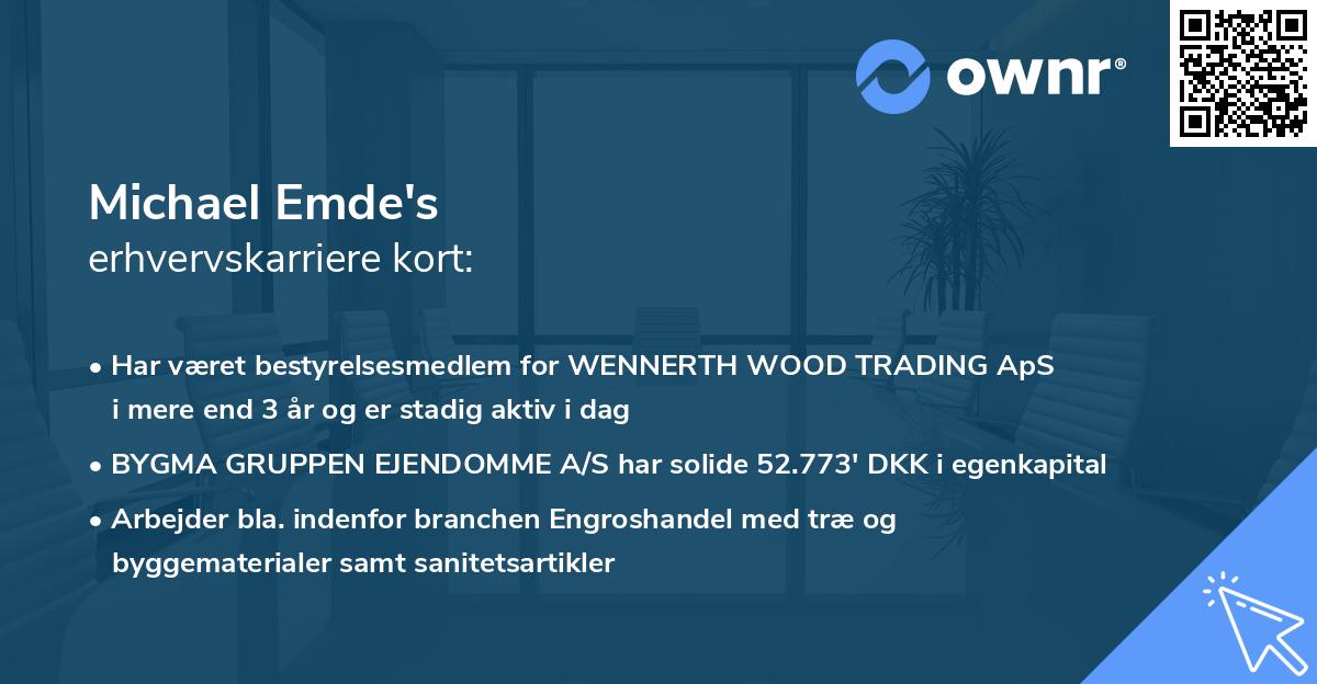 Michael Emde's erhvervskarriere kort