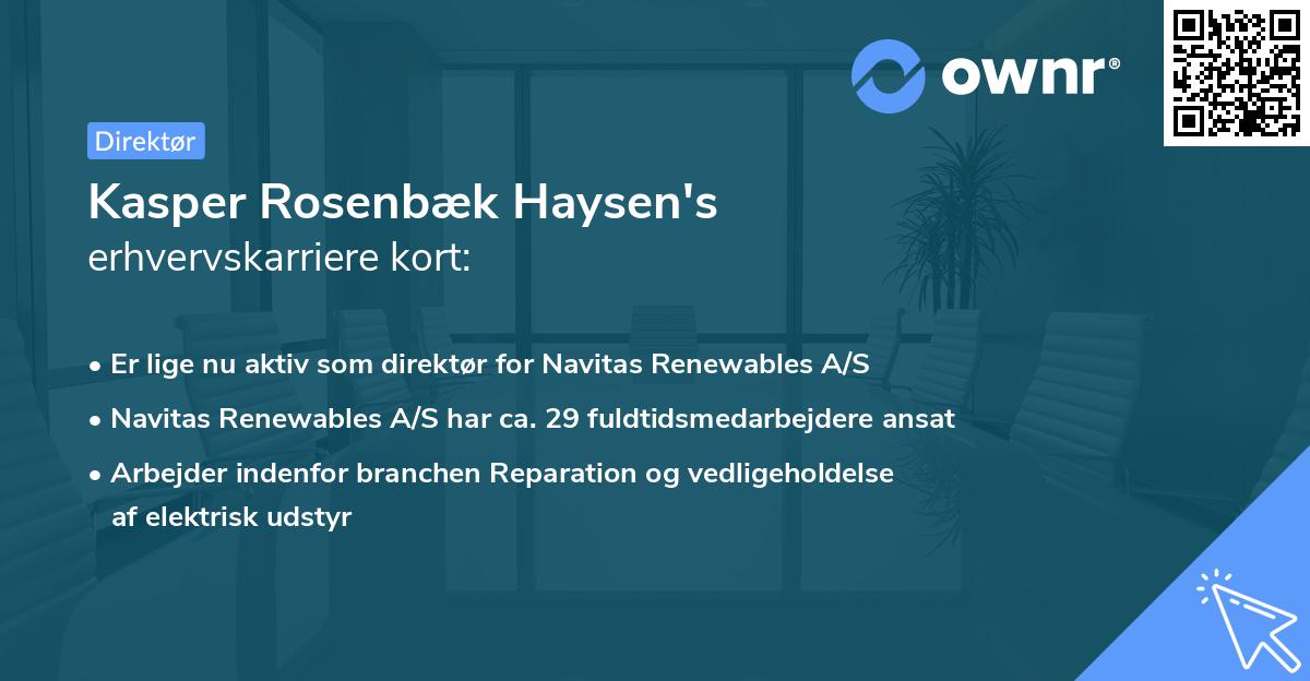 Kasper Rosenbæk Haysen's erhvervskarriere kort