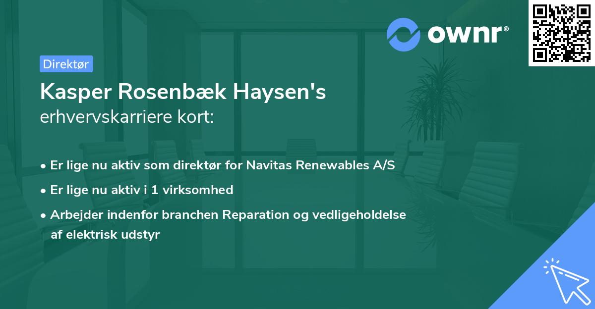 Kasper Rosenbæk Haysen's erhvervskarriere kort