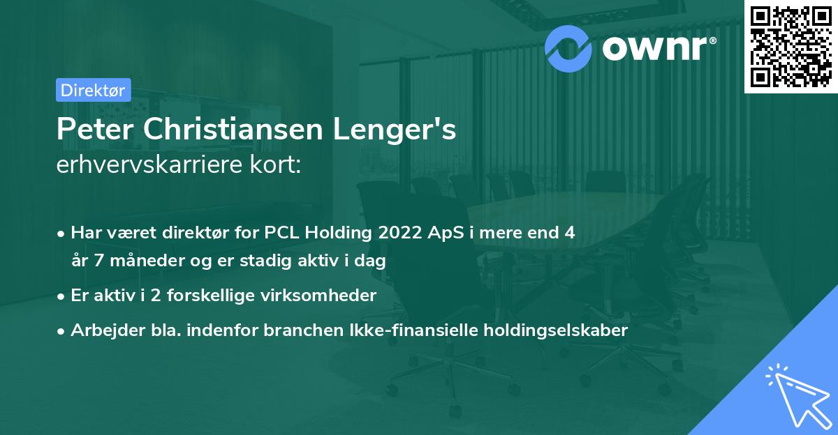 Peter Christiansen Lenger's erhvervskarriere kort
