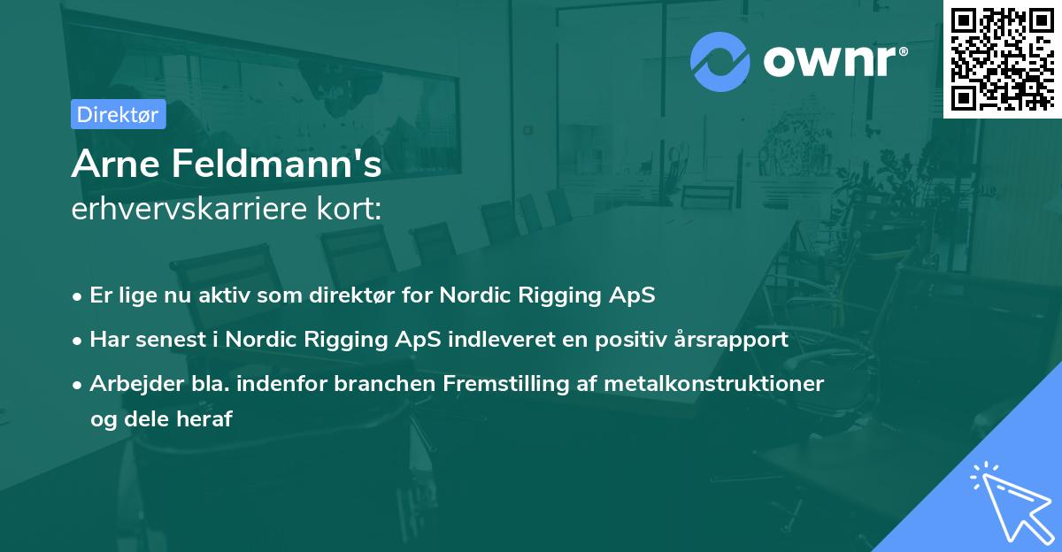 Arne Feldmann's erhvervskarriere kort