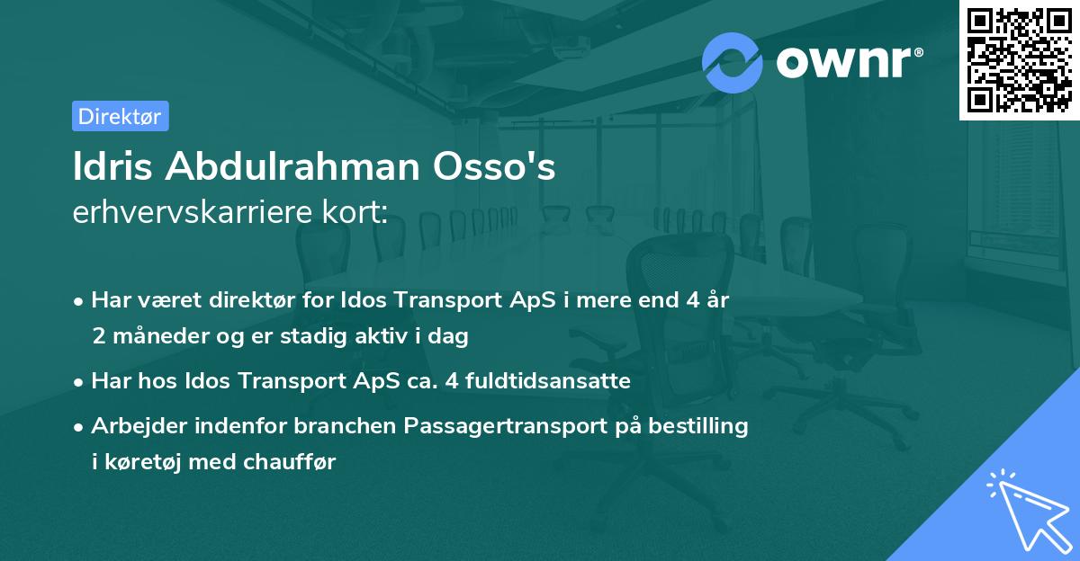 Idris Abdulrahman Osso's erhvervskarriere kort