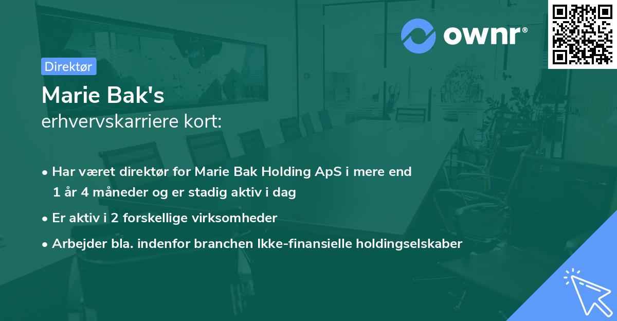 Marie Bak's erhvervskarriere kort