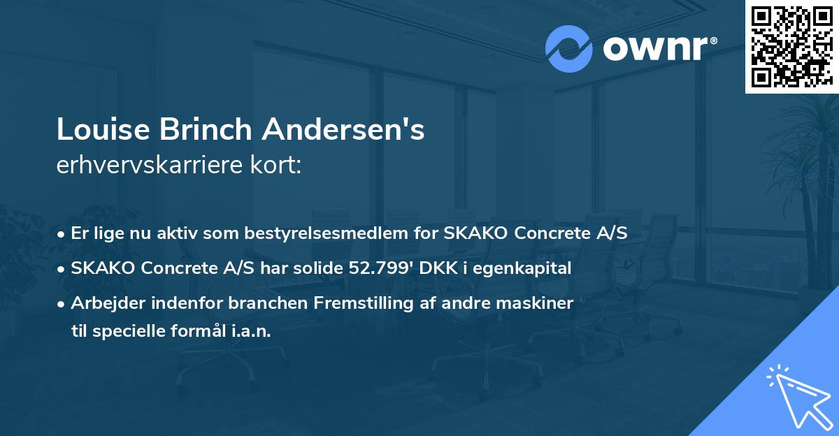 Louise Brinch Andersen's erhvervskarriere kort