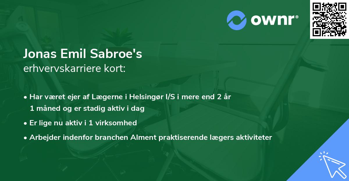 Jonas Emil Sabroe's erhvervskarriere kort